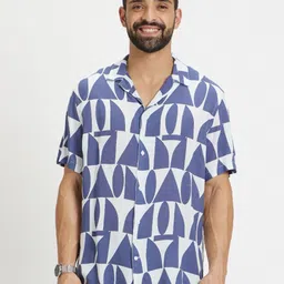 Celio Classic Abstract Printed Cotton Casual Shirt-image-17