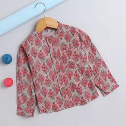 The Magic Wand Boys Comfort Ethnic Printed Mandarin Collar Cotton Casual Shirt-image-17