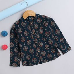The Magic Wand Boys Comfort Ethnic Printed Mandarin Collar Cotton Casual Shirt-image-18