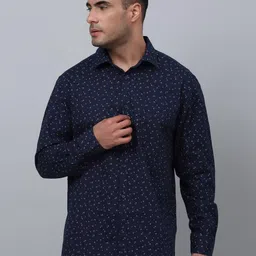 Cantabil Comfort Micro Ditsy Printed Spread Collar Long Sleeve Pocket Cotton Casual Shirt-image-29