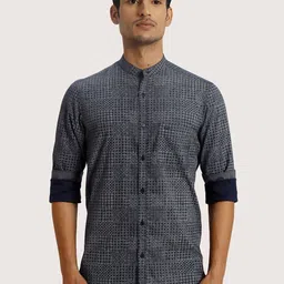 ColorPlus Abstract Printed Mandarin Collar Long Sleeves Casual Shirt-2