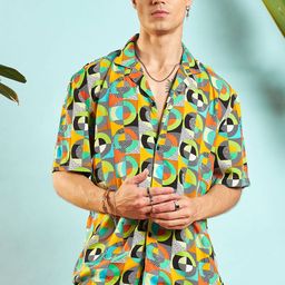 MASCLN SASSAFRAS Unisex Relaxed Opaque Printed Casual Shirt-image-30