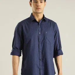 Indian Terrain Chiseled Micro Ditsy Printed Pure Cotton Shirt-image-65