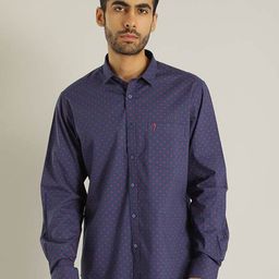 Indian Terrain Chiseled Slim Fit Polka Dot Printed Pure Cotton Shirt-image-69