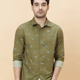 Being Human Slim Fit Conversational Print Spread Collar Long Sleeves Casual Shirt-image-71