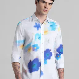 Jack & Jones Spread Collar Slim Fit Floral Printed Casual Pure Cotton Shirt-picture-32