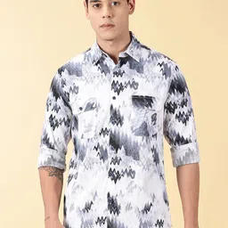 VALEN CLUB India Slim Abstract Printed Slim Fit Pure Cotton Casual Shirt-image-80