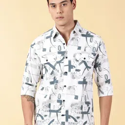 VALEN CLUB Slim Fit Abstract Printed Opaque Casual Shirt-picture-16