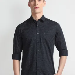 Arrow Sport Printed Slim Fit Opaque Cotton Casual Twill Shirt-image-90