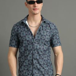 PAUL STREET Men Standard Slim Fit Opaque Geometric Printed Casual Shirt-image-90