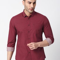 Basics Standard Slim Fit Geometric Printed Cotton Casual Shirt-image-95