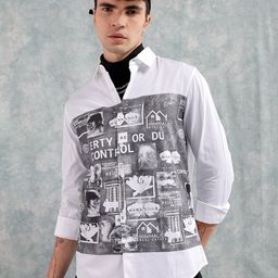 The Indian Garage Co Slim Fit Graphic Printed Pure Cotton Casual Shirt-image-87