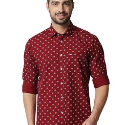 Basics Slim Fit Cotton Printed Casual Shirt-image-29