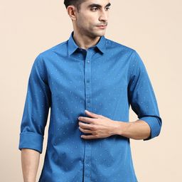 INVICTUS Sport Micro-Ditsy Printed Spread Collar Slim Fit Cotton Casual Shirt-image-15