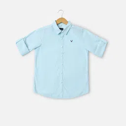 Allen Solly Junior Boys Slim Fit Spread Collar Long Roll Up Sleeves Cotton Casual Shirt-36