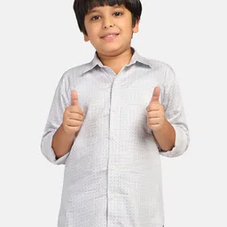 TAHVO Boys Micro Ditsy Printed Cotton Comfort Slim Fit Opaque Casual Shirt-image-33