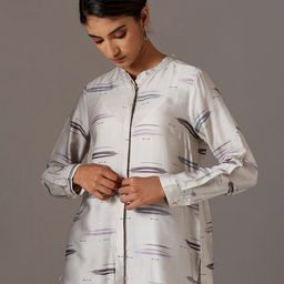 W Women Blue Opaque Printed Casual Shirt-image-17