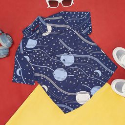 Pantaloons Junior Boys Conversational Print Spread Collar Pocket Cotton Casual Shirt-0