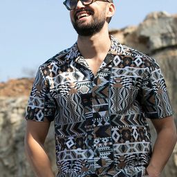 Campus Sutra Classic Abstract Printed Cuban Collar Shirt-image-64