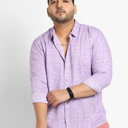 Instafab Plus Classic Abstract Printed Spread Collar Casual Shirt-image-35