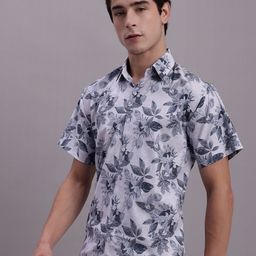 JAINISH Classic Regular Fit Floral Printed Spread Collar Short Sleeve Casual Shirt-image-84