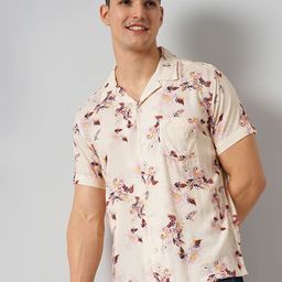 Celio Classic Floral Printed Cuban Collar Casual Shirt-picture-18