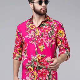 A.T.U.N. Classic Fit Floral Printed Opaque Casual Pure Cotton Shirt-image-61