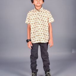 misbis Boys Relaxed Regular Fit Ethnic Motifs Printed Pure Cotton Casual Shirt-image-49