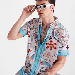 The Souled Store Men White Ethnic Motifs Printed Spread Collar Casual Shirt-picture-10