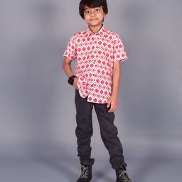 misbis Boys Relaxed Regular Fit Ethnic Motifs Printed Pure Cotton Casual Shirt-image-86