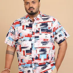 HIGHLANDER Plus Size Abstract Printed Regular Fit Cotton Casual Shirt-picture-27