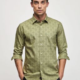Red Flame Ethnic Motifs Printed Pure Cotton Casual Shirt-image-62