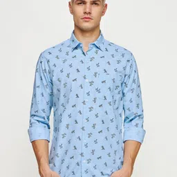 Red Flame Floral Printed Cotton Casual Shirt-image-40