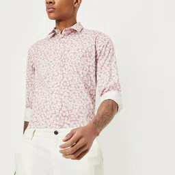 max Floral Printed Spread Collar Cotton Shirt-image-42