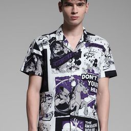 Jack & Jones Men Cuban Collar Graphic Printed Cotton Casual Shirt-image-88