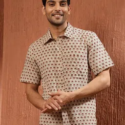 Fabindia Floral Printed Spread Collar Cotton Casual Shirt-image-69