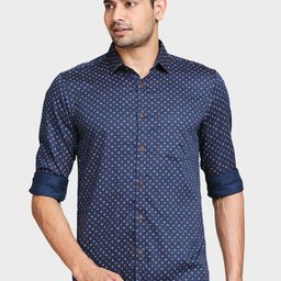 ColorPlus Men Blue Tailored Fit Opaque Printed Casual Shirt-image-35