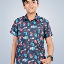 Lil Peacock Boys Abstract Printed Casual Shirt-image-51