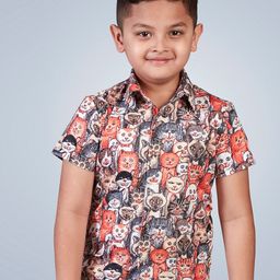 Lil Peacock Boys Conversational Printed Casual Shirt-image-88