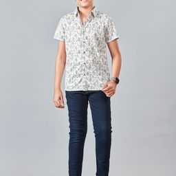 Lil Peacock Boys Floral Opaque Printed Casual Shirt-image-39