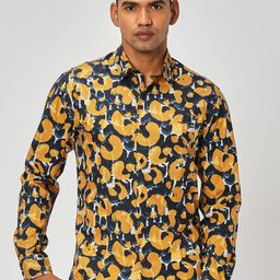 Mufti Conversational Printed Slim Fit Opaque Cotton Casual Shirt-image-66