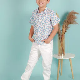 Ka-mee Boys Comfort Floral Printed Pure Cotton Casual Shirt-image-38