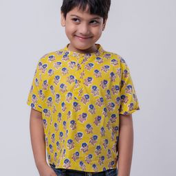 MASU LIVING Boys Floral Printed Cotton Kurta Shirt-19