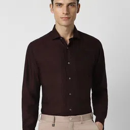 Van Heusen Brown Ethnic Motifs Printed Cotton Formal Shirt-image-72
