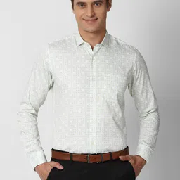 Peter England Men Green Slim Fit Printed Formal Shirt-picture-14