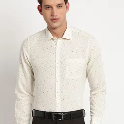 Turtle Men Modern Slim Fit Opaque Printed Cotton Linen Formal Shirt-image-50