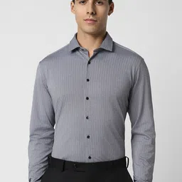 Van Heusen Slim Fit Self Design Pure Cotton Formal Shirt-image-98