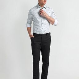 Arrow Floral Printed Spread Collar Long Sleeves Cotton 1851 Formal Shirt-image-96