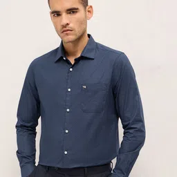 THE BEAR HOUSE Men Tailored Fit Spread Collar Geometric Printed Cotton Formal Shirt-picture-52