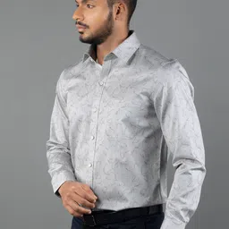 LOUIS STITCH Comfort Floral Printed Spread Collar Cotton Formal Shirt-picture-31